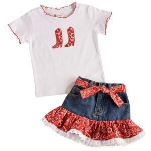Kiddie Korral Toddler Girl Cowgirl Boots Bandana Skirt Set Boot Barn Country 2T